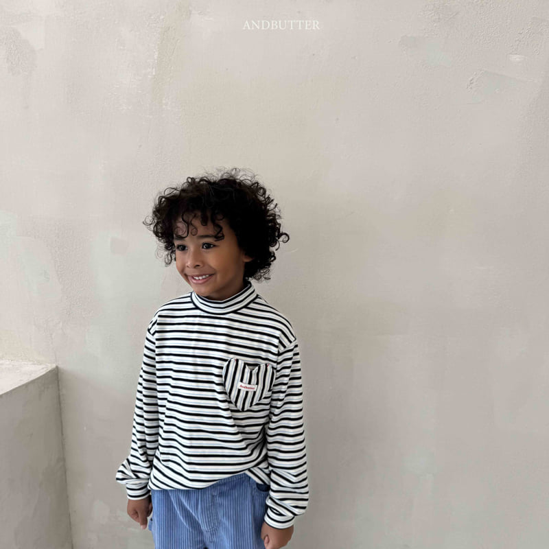 Andbutter - Korean Children Fashion - #kidsstore - Heart Pocket Turtleneck Tee - 10