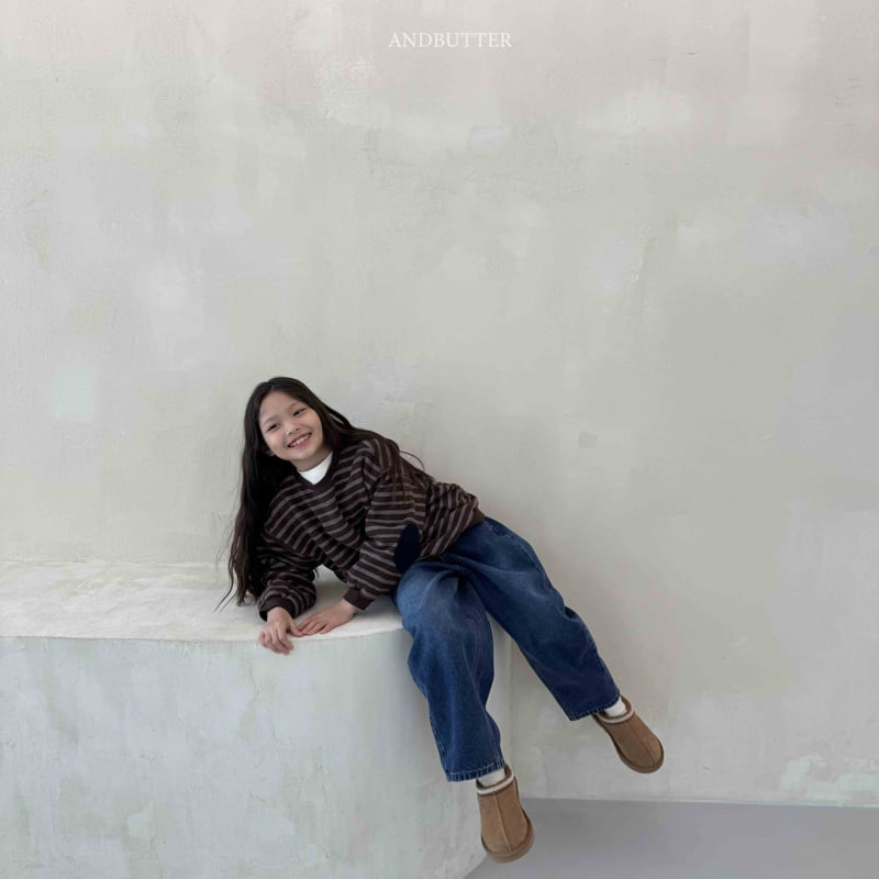 Andbutter - Korean Children Fashion - #littlefashionista - Modern Curve Denim Pants - 8