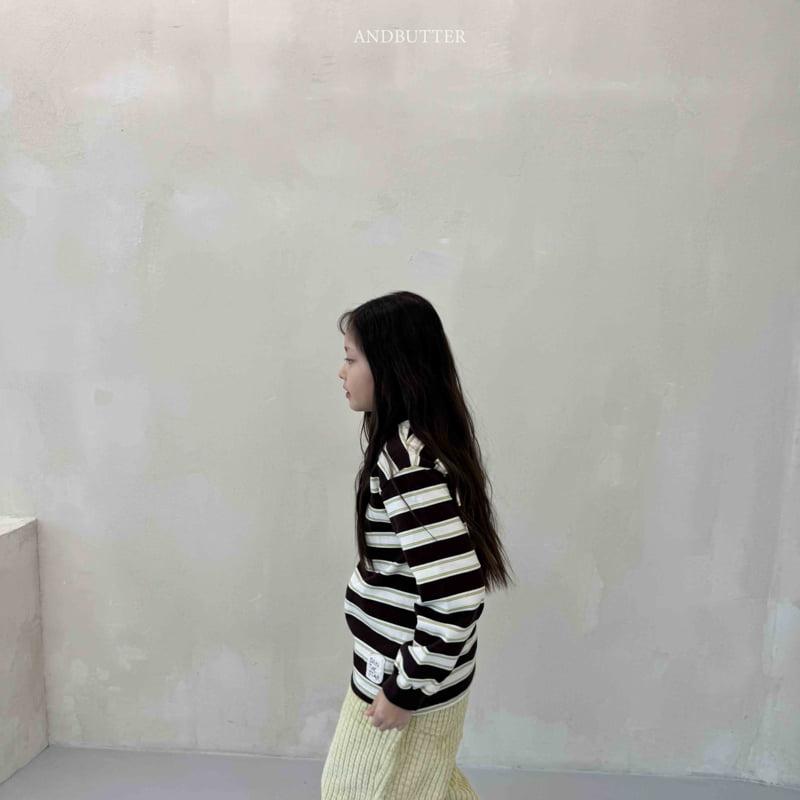 Andbutter - Korean Children Fashion - #magicofchildhood - Stripe Patch Turtleneck Tee - 10
