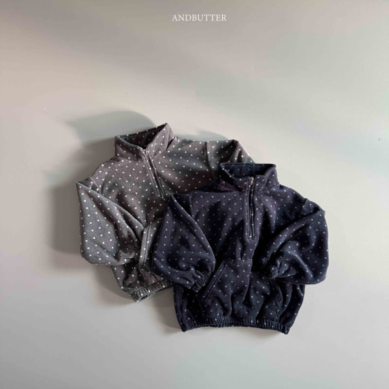 Andbutter - Korean Children Fashion - #prettylittlegirls - Dot Half Zip-Up