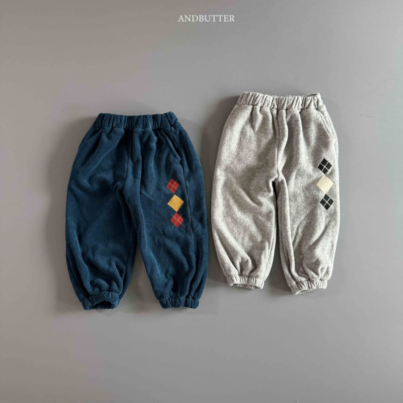 Andbutter - Korean Children Fashion - #todddlerfashion - Warm Argyle Terry Jogger Pants
