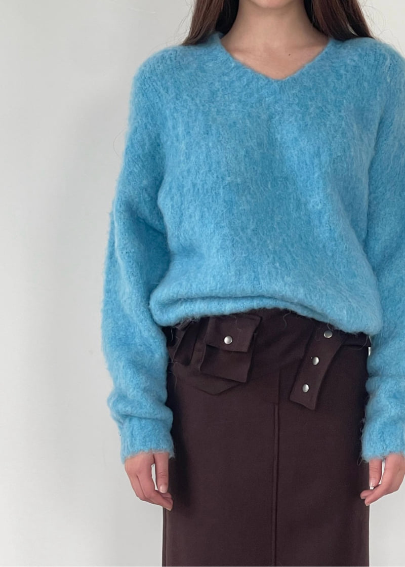Another Avenue - Korean Women Fashion - #momslook - V Neck Angora Knit - 11