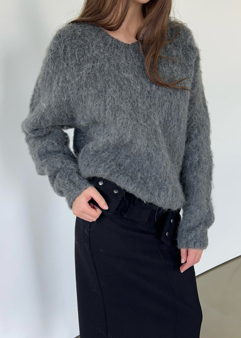 Another Avenue - Korean Women Fashion - #momslook - V Neck Angora Knit - 5