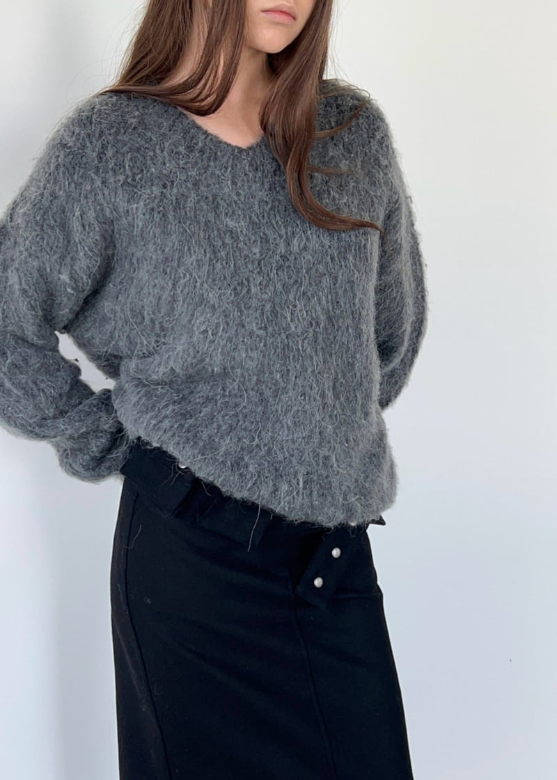 Another Avenue - Korean Women Fashion - #momslook - V Neck Angora Knit - 7