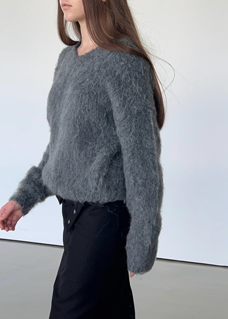Another Avenue - Korean Women Fashion - #momslook - V Neck Angora Knit - 9