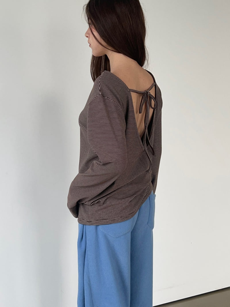 Another Avenue - Korean Women Fashion - #momslook - Stripe Back Ribbon Tee - 5