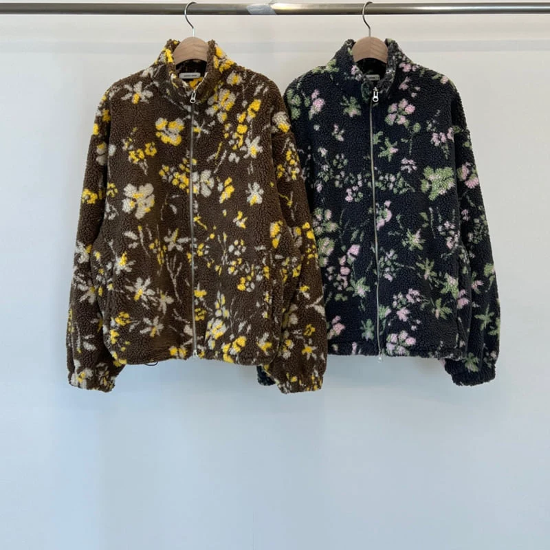 Another Avenue - Korean Women Fashion - #momslook - Flower Double Fleece Jacket