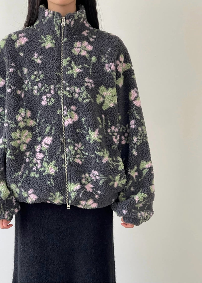 Another Avenue - Korean Women Fashion - #restrostyle - Flower Double Fleece Jacket - 6