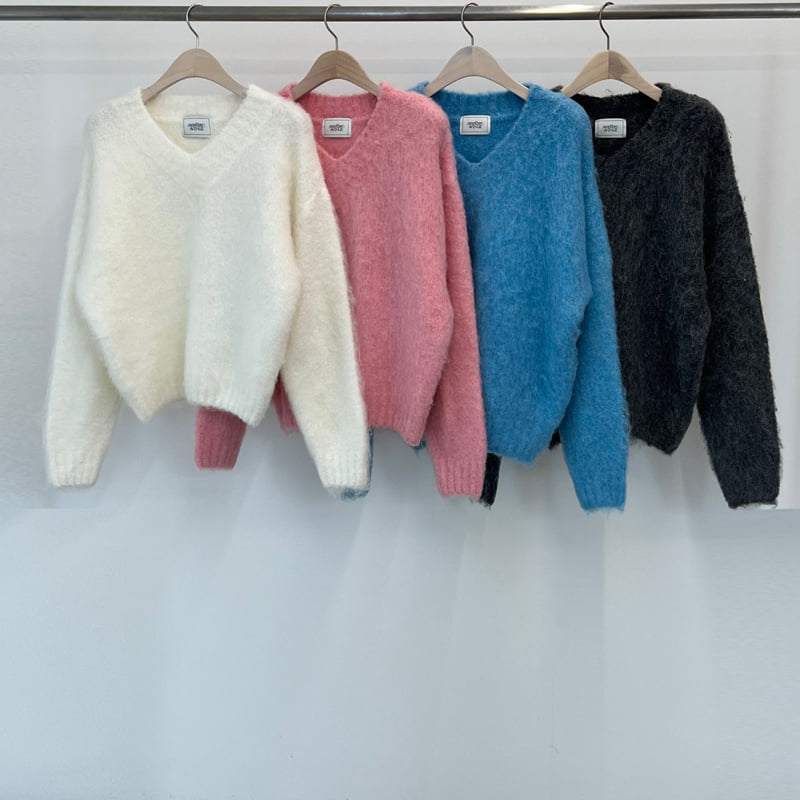 Another Avenue - Korean Women Fashion - #romanticstyle - V Neck Angora Knit