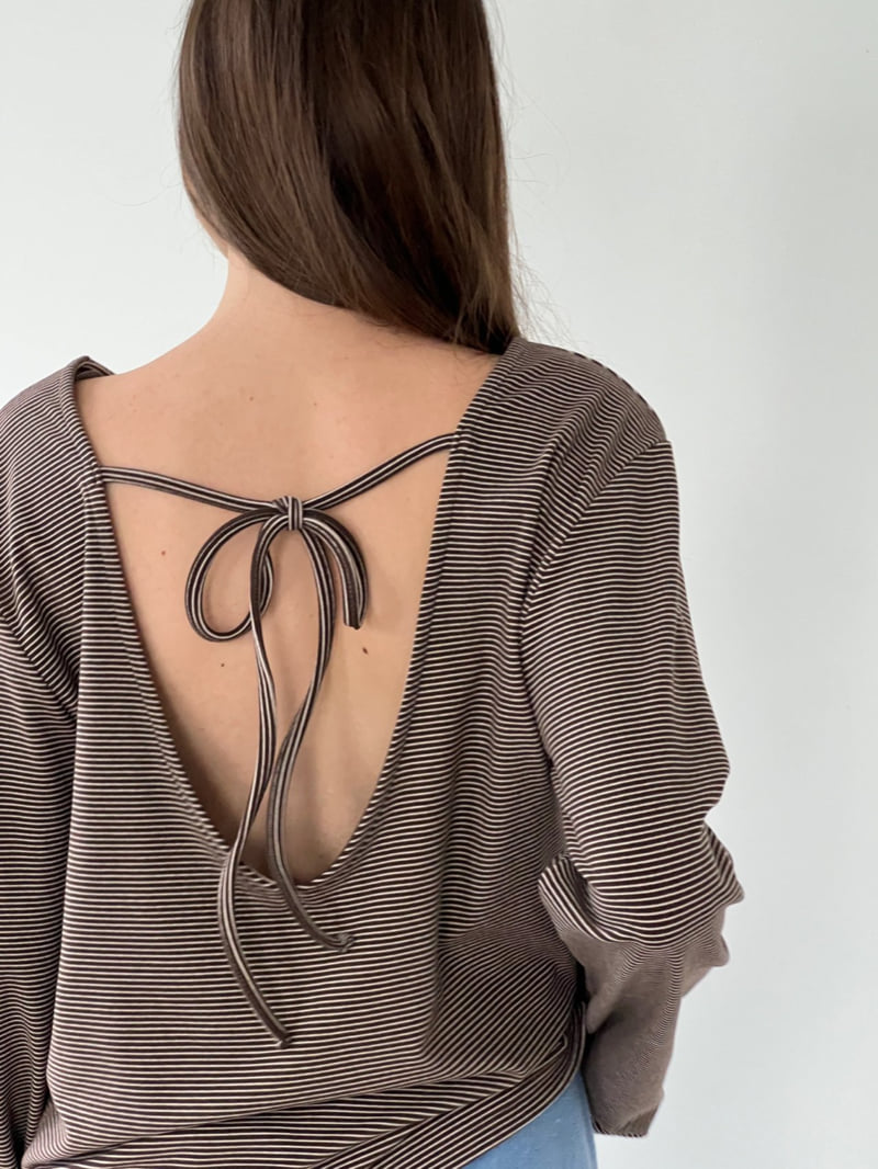 Another Avenue - Korean Women Fashion - #womensfashion - Stripe Back Ribbon Tee - 6