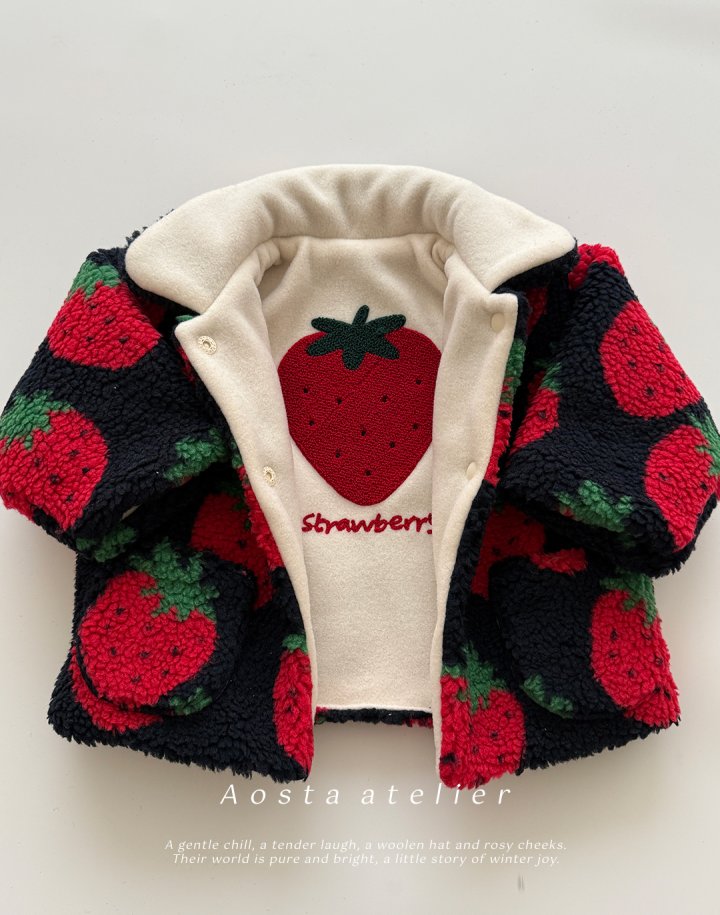 Aosta - Korean Baby Fashion - #babylifestyle - Strawberry Reversible Jacket - 9