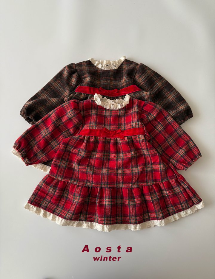 Aosta - Korean Baby Fashion - #babyoutfit - Check One-piece - 2