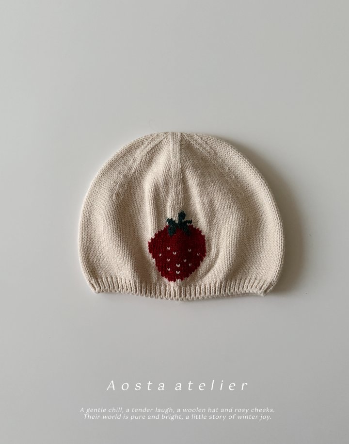 Aosta - Korean Baby Fashion - #babyoutfit - Knit Strawberry Hat - 2