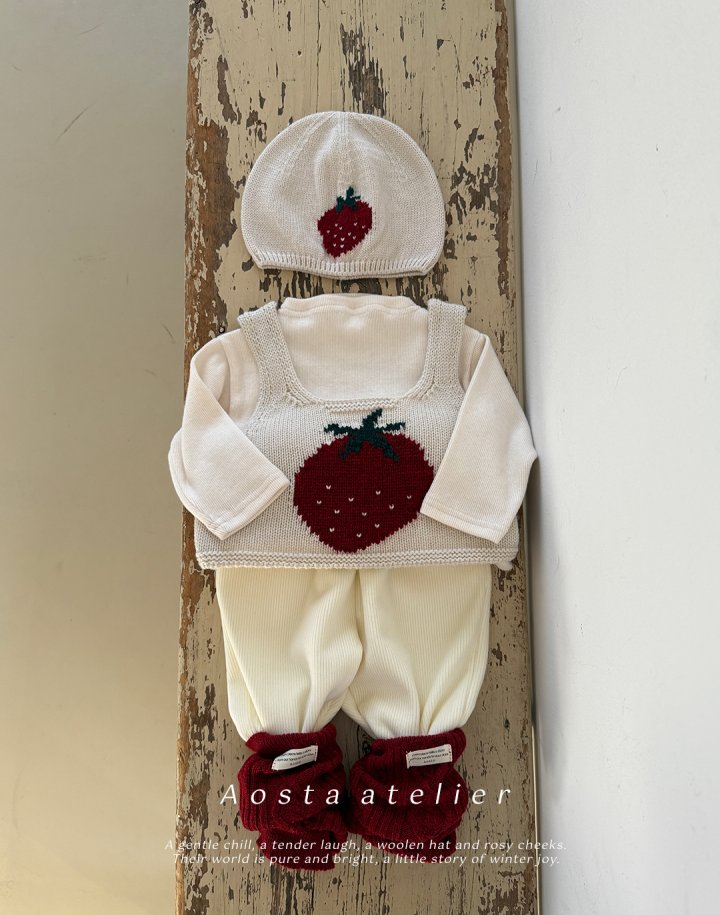 Aosta - Korean Baby Fashion - #onlinebabyshop - Knit Strawberry Hat - 6