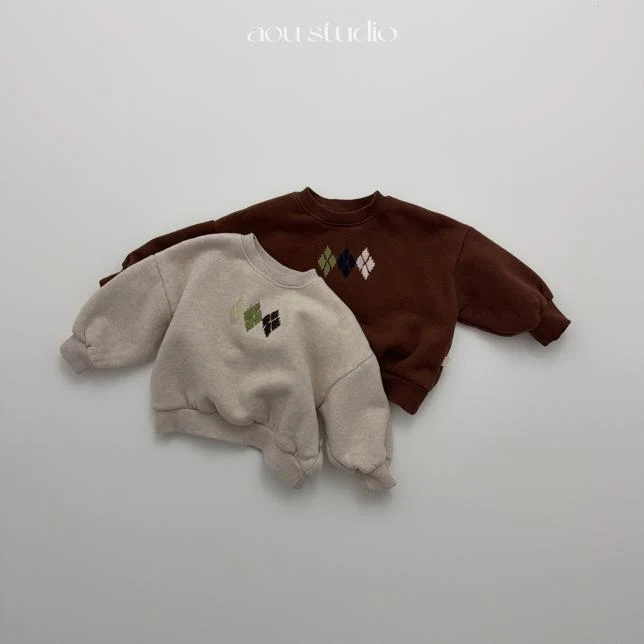 Aou Studio - Korean Baby Fashion - #babyoutfit - Argyle Sweatshirt
