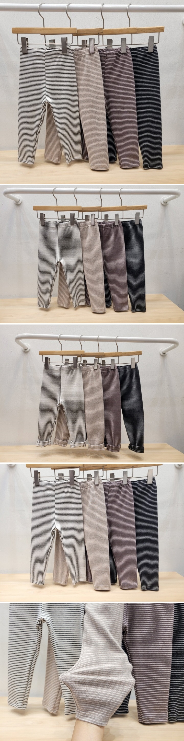 Atree - Korean Baby Fashion - #babyclothing - Fleece Small Stripe Leggings