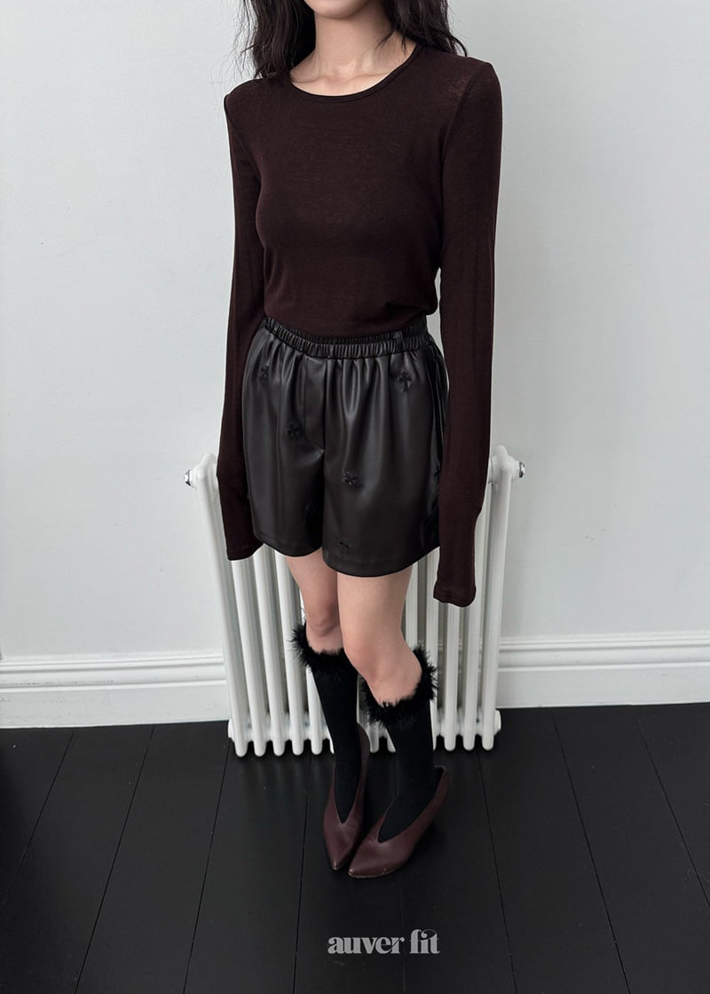 Auver_Fit - Korean Women Fashion - #momslook - Leather Cross Shorts - 12