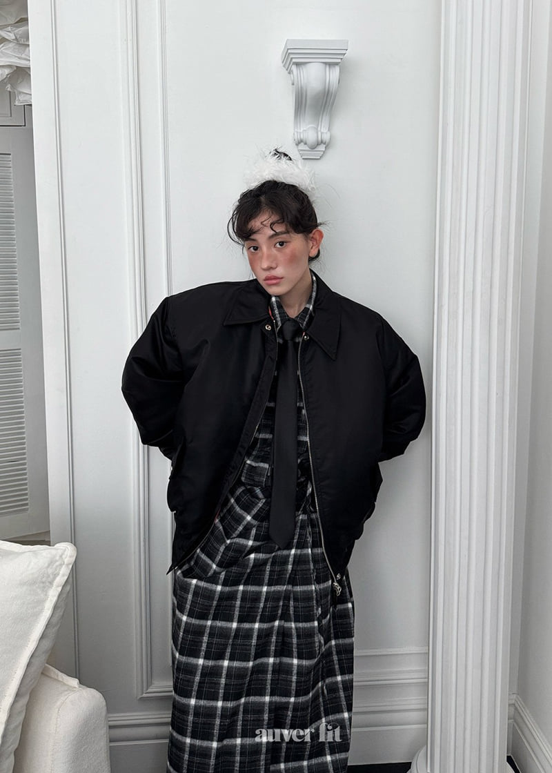 Auver_Fit - Korean Women Fashion - #momslook - Aviation Collar Jacket - 2