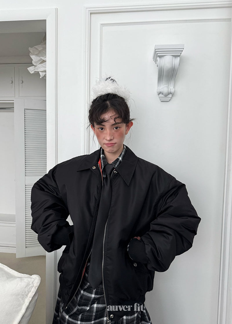 Auver_Fit - Korean Women Fashion - #womensfashion - Aviation Collar Jacket - 4