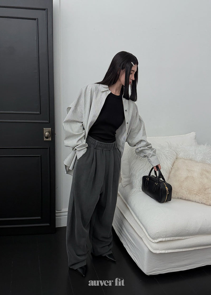 Auver_Fit - Korean Women Fashion - #momslook - Half Pleated Pants