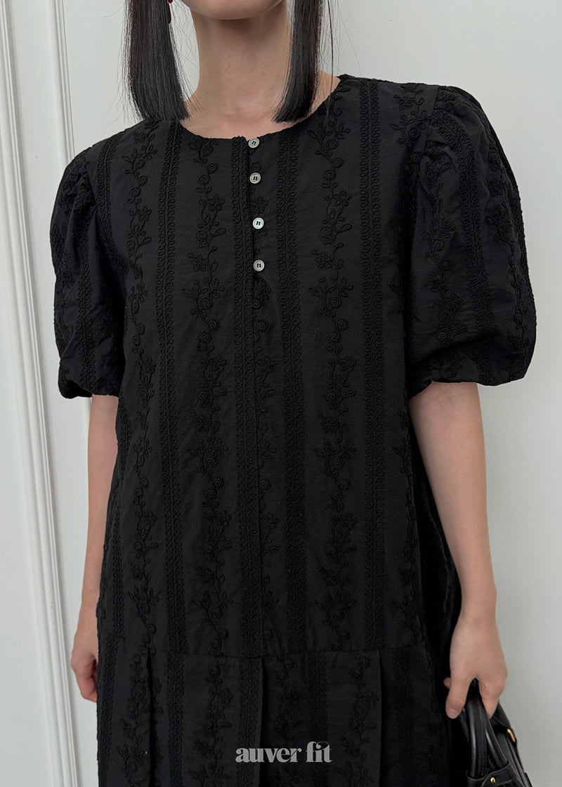 Auver_Fit - Korean Women Fashion - #momslook - Mild Embroidery One-piece - 10