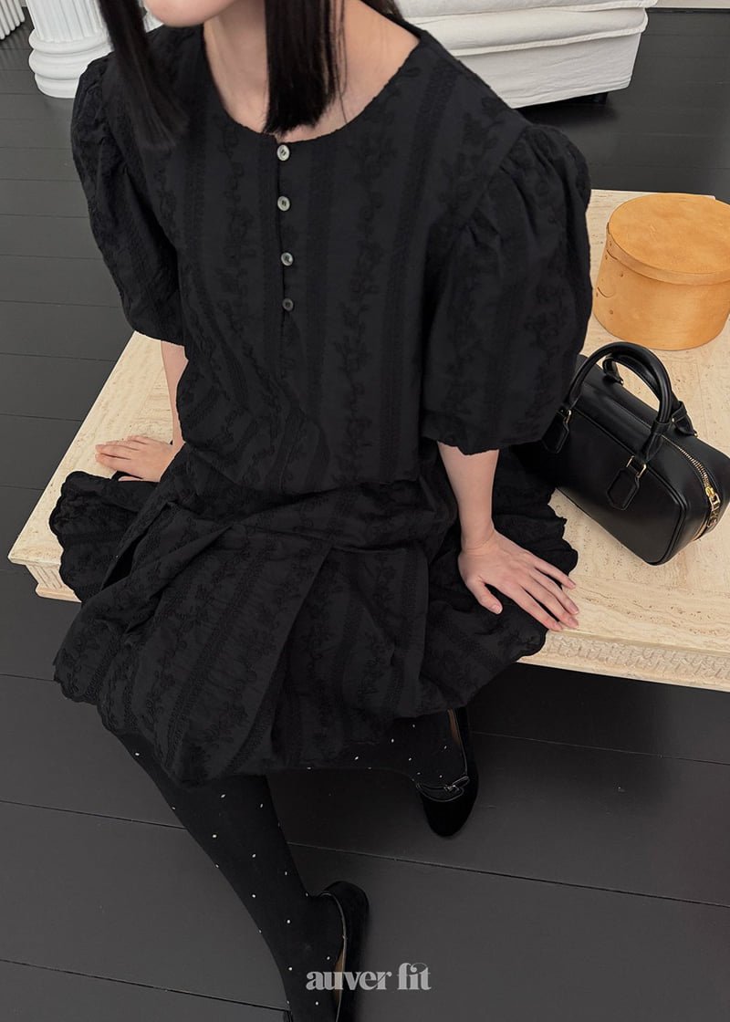 Auver_Fit - Korean Women Fashion - #momslook - Mild Embroidery One-piece - 11