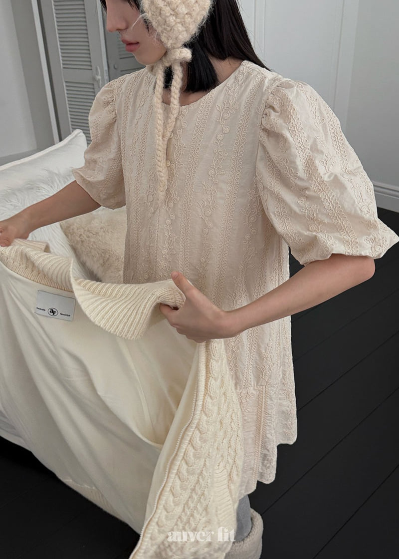 Auver_Fit - Korean Women Fashion - #momslook - Mild Embroidery One-piece - 5
