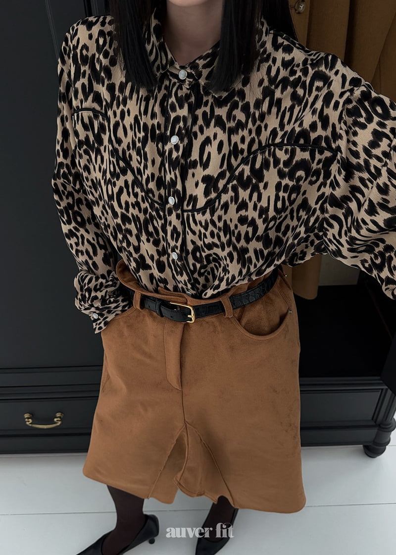 Auver_Fit - Korean Women Fashion - #momslook - Leopard Cowboy Shirt - 3