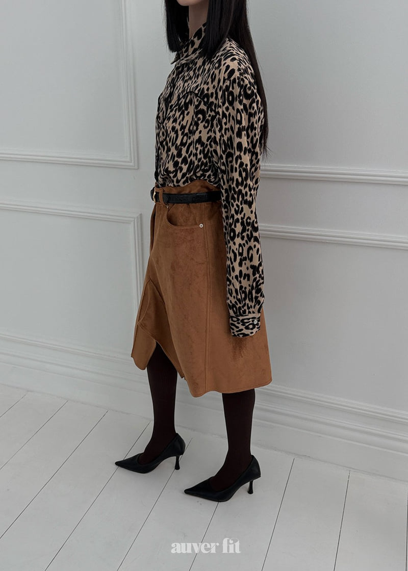 Auver_Fit - Korean Women Fashion - #momslook - Leopard Cowboy Shirt - 4