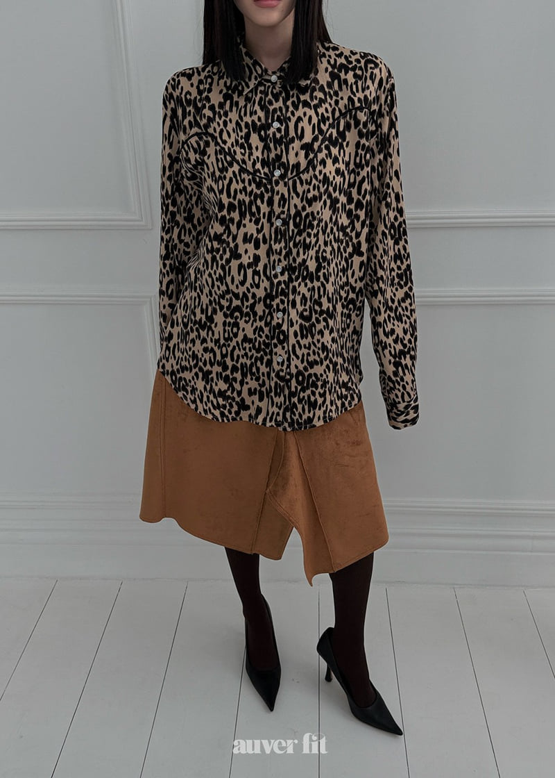 Auver_Fit - Korean Women Fashion - #momslook - Leopard Cowboy Shirt - 5