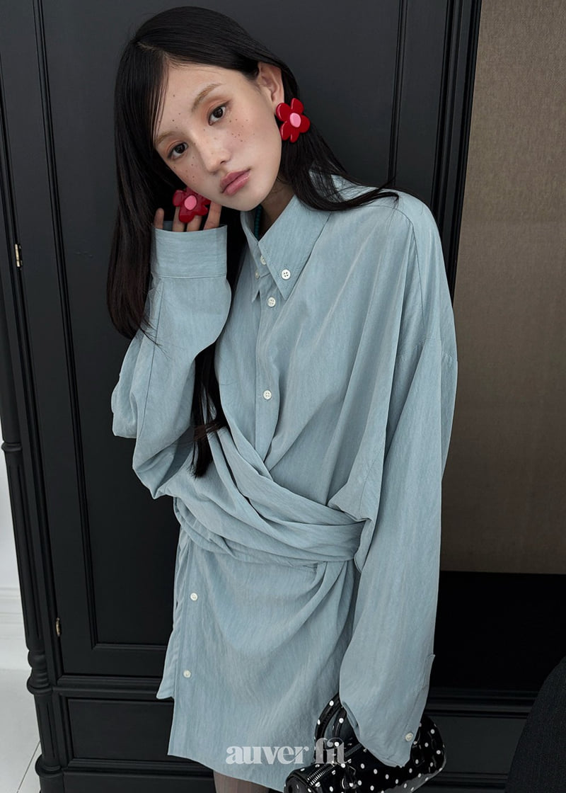 Auver_Fit - Korean Women Fashion - #pursuepretty - Shirt Wrap One-piece - 4