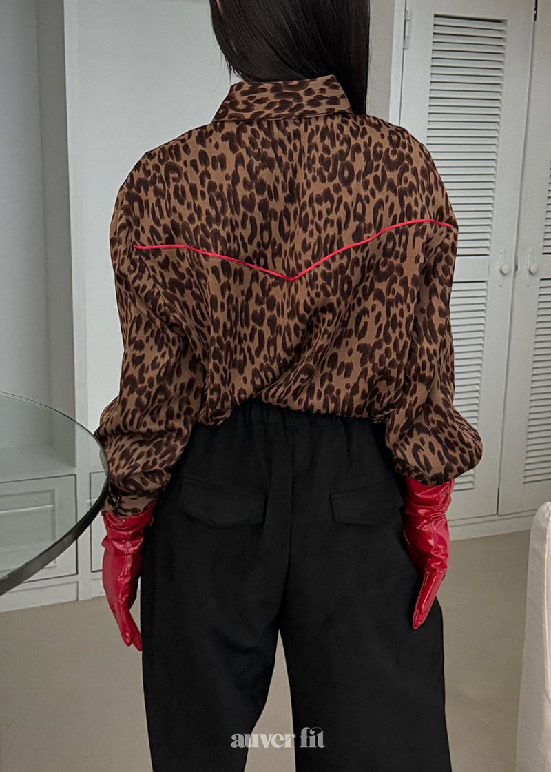 Auver_Fit - Korean Women Fashion - #shopsmall - Leopard Cowboy Shirt - 12