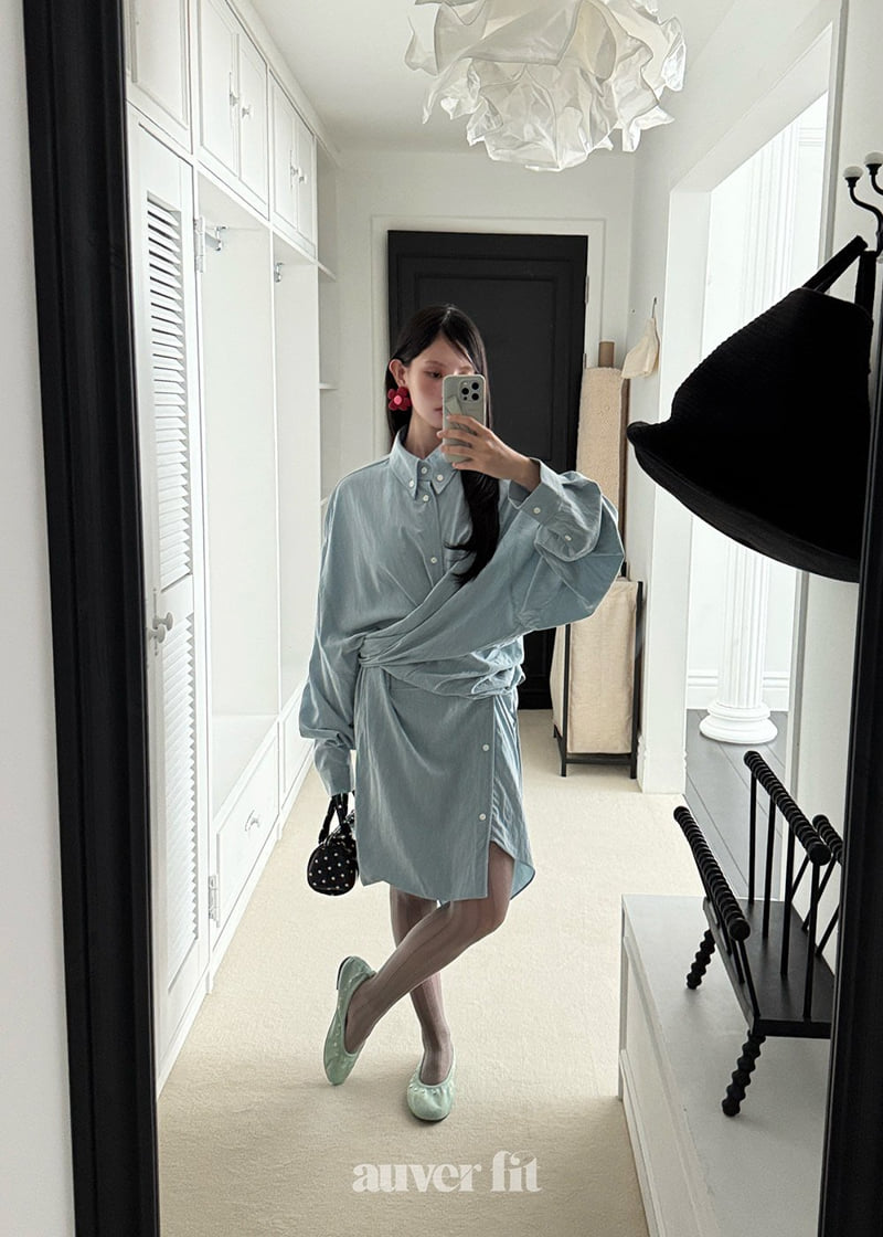 Auver_Fit - Korean Women Fashion - #thelittlethings - Shirt Wrap One-piece - 8