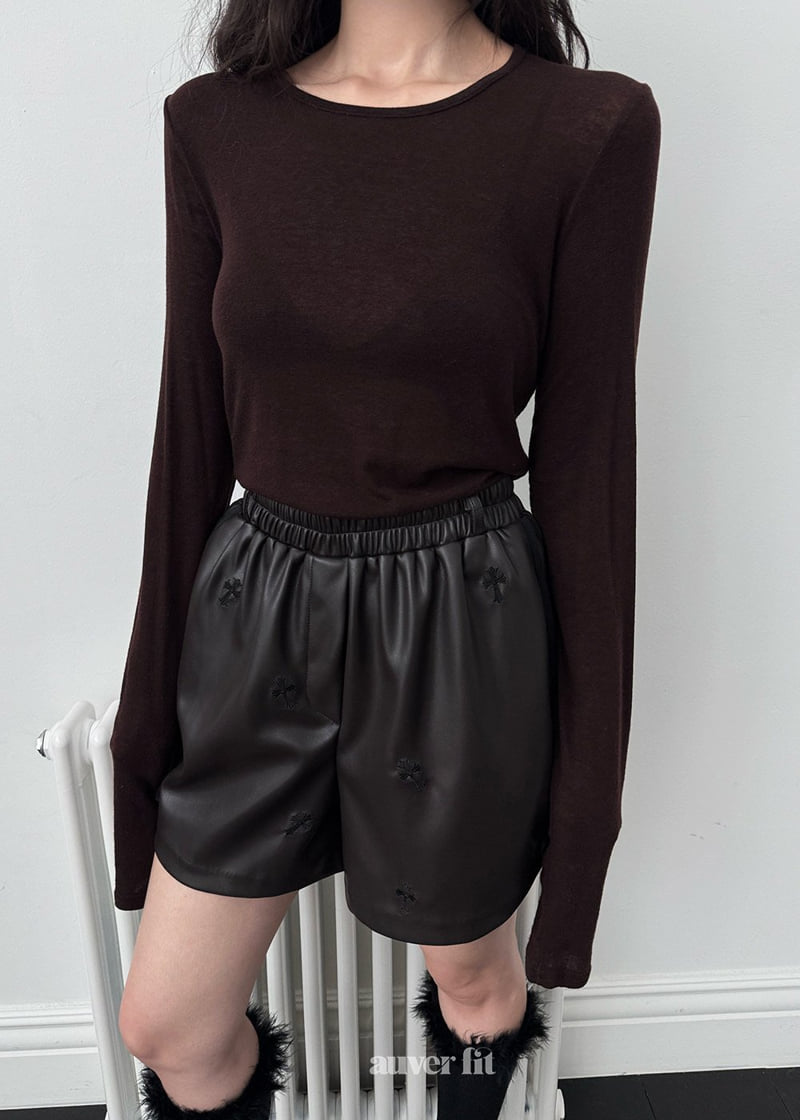 Auver_Fit - Korean Women Fashion - #womensfashion - Leather Cross Shorts - 11