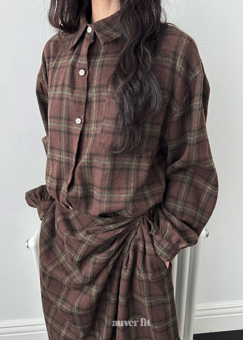 Auver_Fit - Korean Women Fashion - #womensfashion - Check Wrap Shirt One-piece - 10