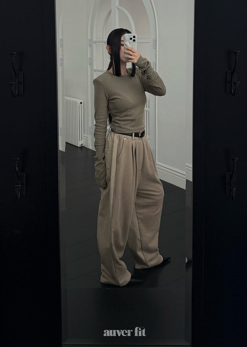 Auver_Fit - Korean Women Fashion - #womensfashion - Half Pleated Pants - 8