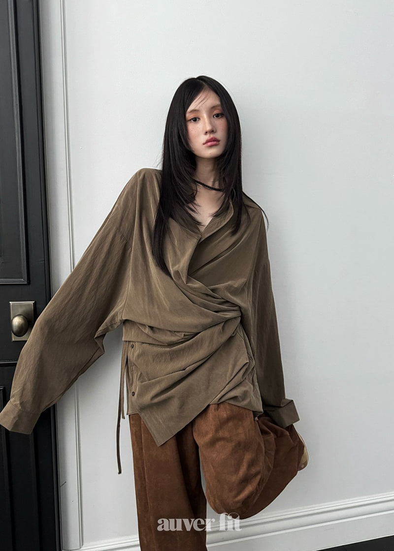 Auver_Fit - Korean Women Fashion - #womensfashion - Shirt Wrap One-piece - 12