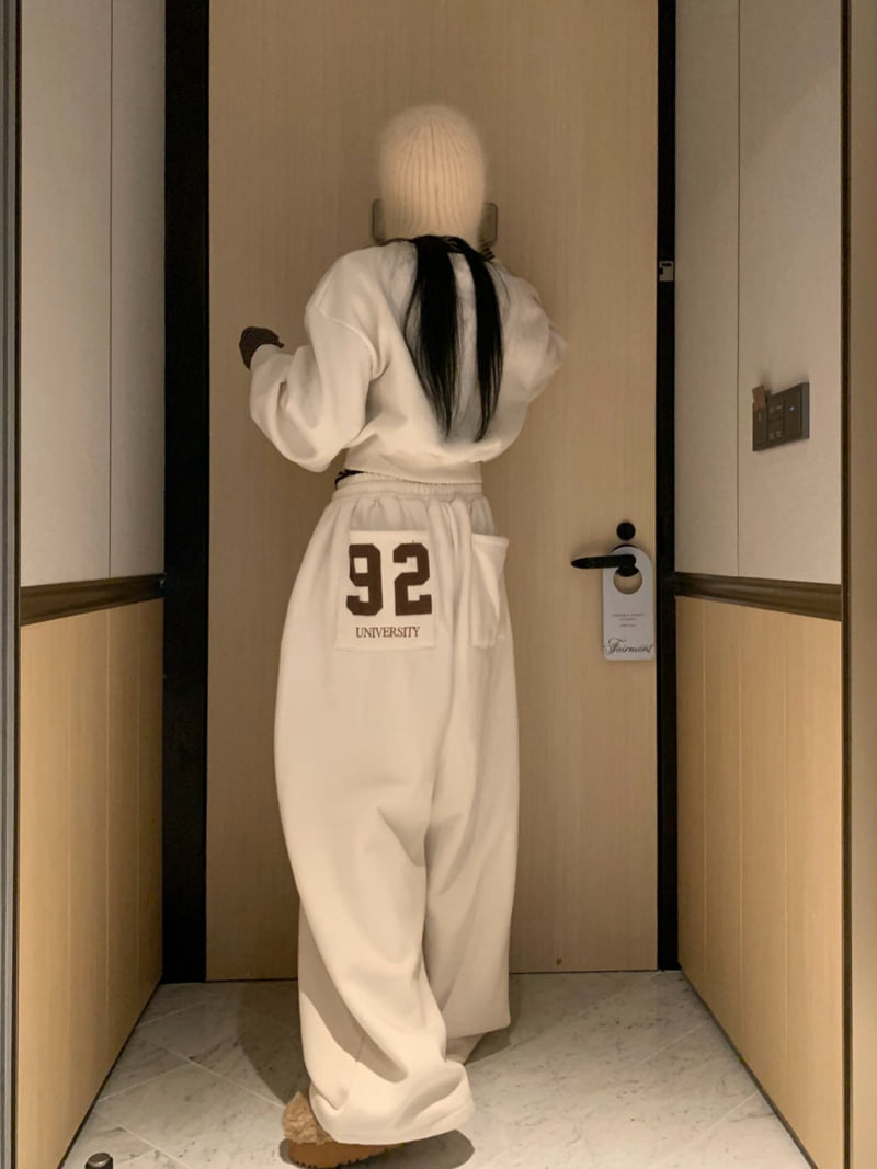 Badcalm - Korean Women Fashion - #momslook - 92 Patch Fleece Wide Pants - 3