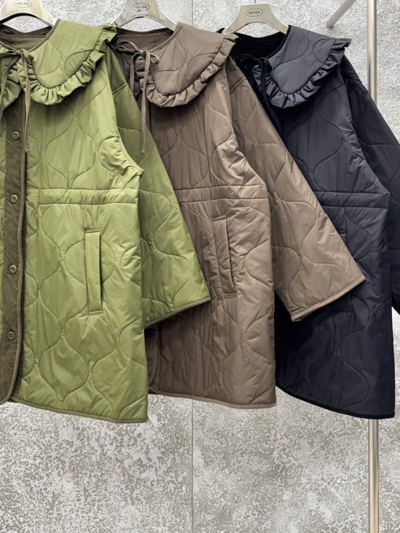 Badcalm - Korean Women Fashion - #momslook - Frill Quilted Jacket - 12