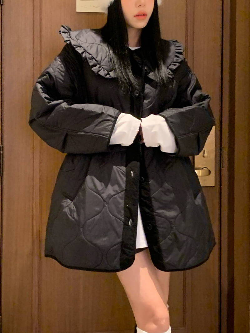 Badcalm - Korean Women Fashion - #momslook - Frill Quilted Jacket - 2