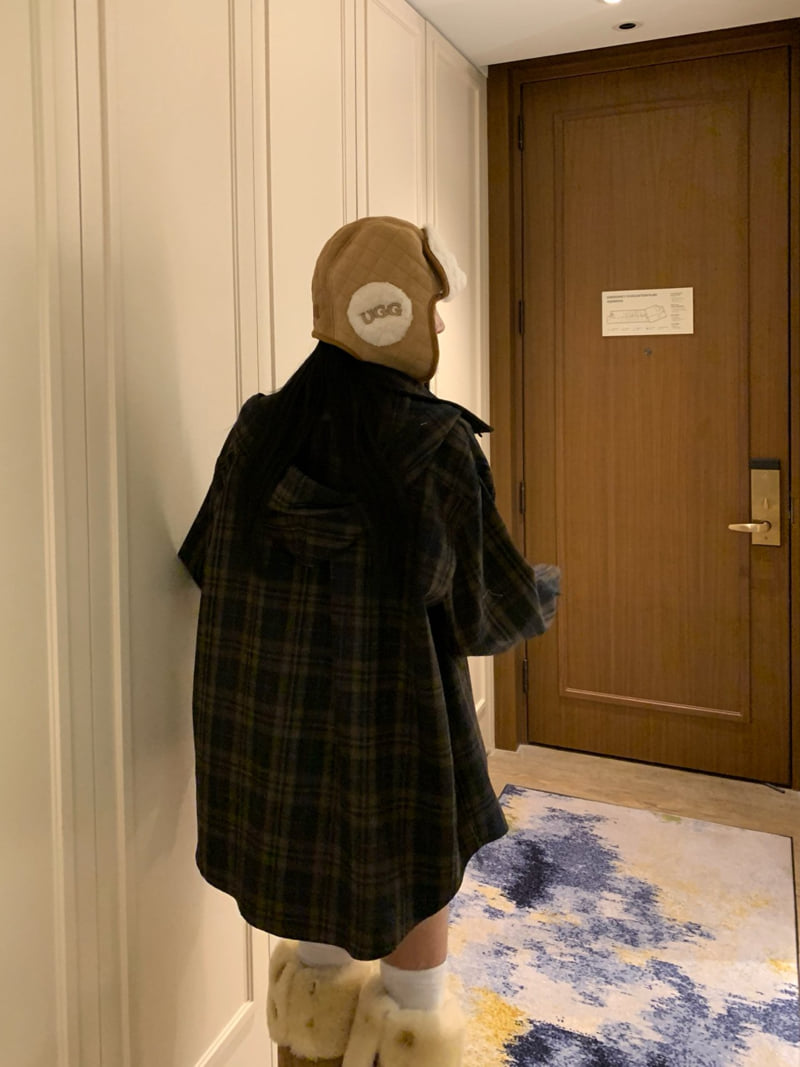 Badcalm - Korean Women Fashion - #momslook - Wool Check Hood Shirt - 8