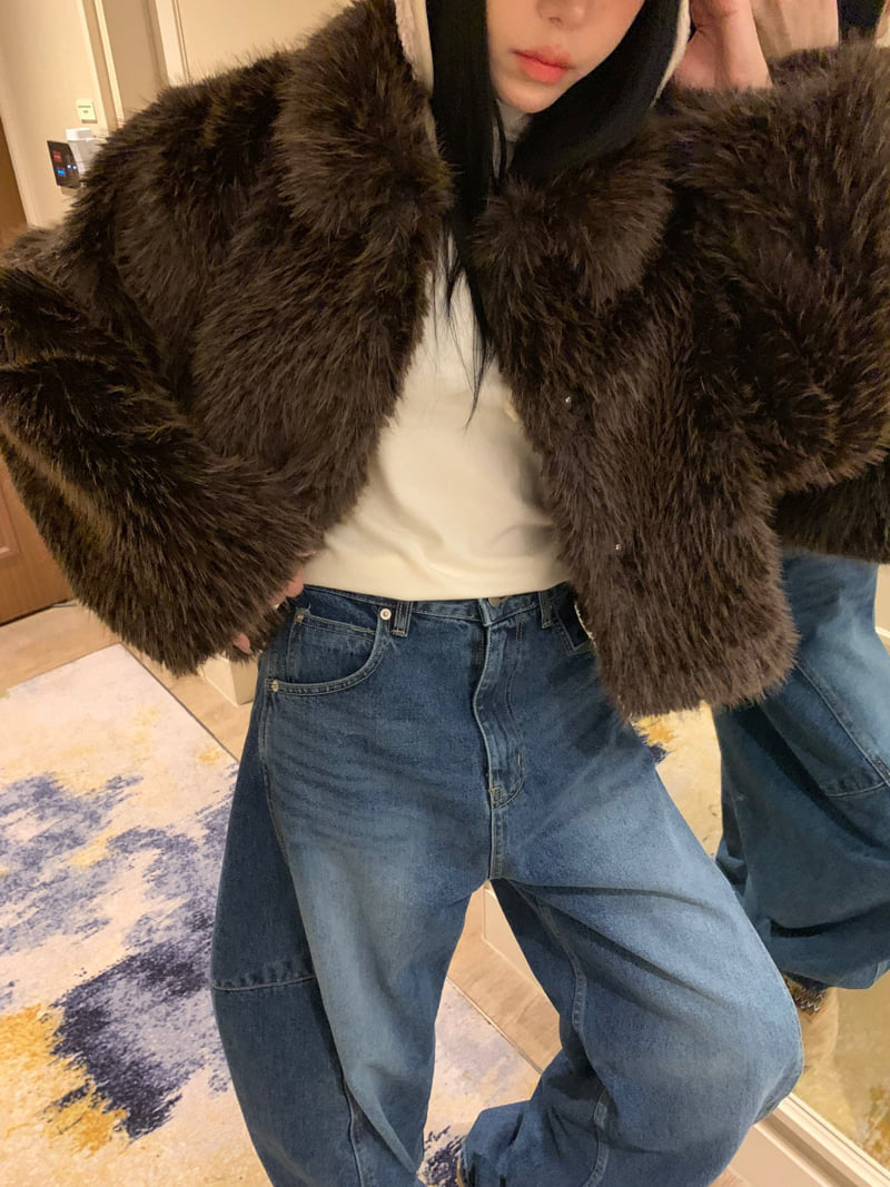 Badcalm - Korean Women Fashion - #momslook - Rabbit Two Tone Jacket - 12