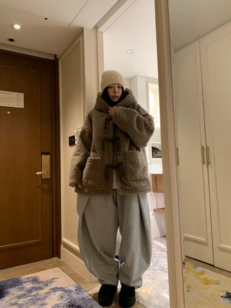 Badcalm - Korean Women Fashion - #momslook - Teddy Hood Mustang - 2