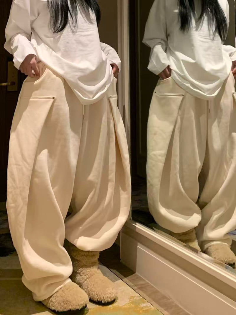 Badcalm - Korean Women Fashion - #momslook - Aladdin Double Fleece Pants