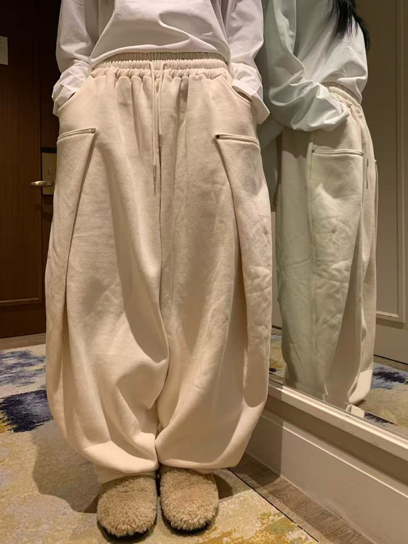Badcalm - Korean Women Fashion - #momslook - Aladdin Double Fleece Pants - 3