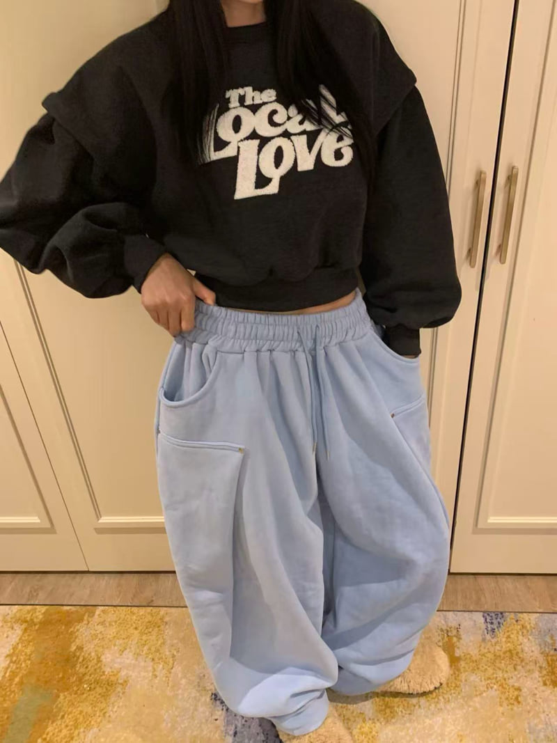 Badcalm - Korean Women Fashion - #momslook - Roll-Up Love Sweatshirt - 10