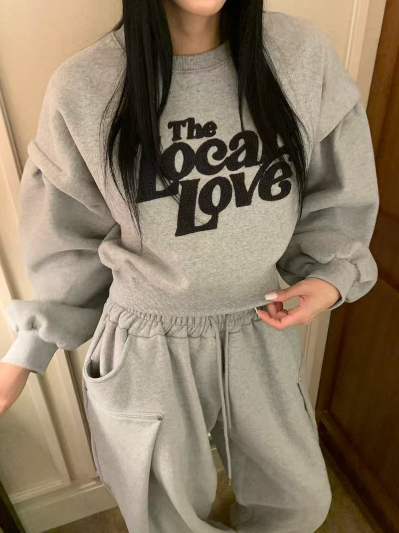 Badcalm - Korean Women Fashion - #momslook - Roll-Up Love Sweatshirt - 9