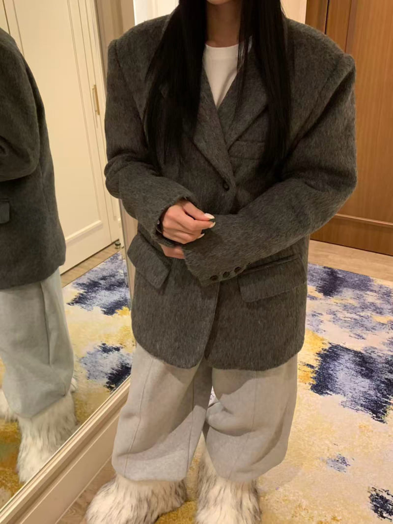 Badcalm - Korean Women Fashion - #momslook - Mohair Two Way Jacket - 3