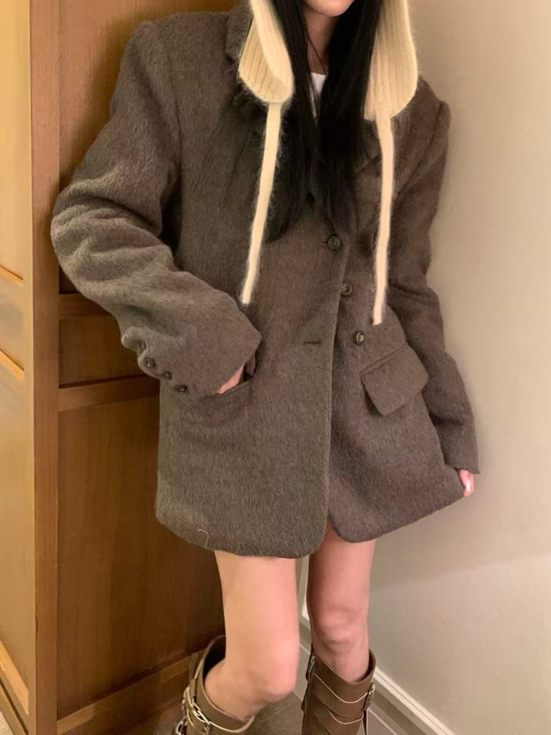 Badcalm - Korean Women Fashion - #momslook - Mohair Two Way Jacket - 7