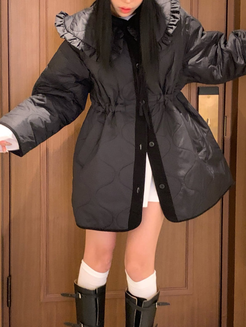 Badcalm - Korean Women Fashion - #womensfashion - Frill Quilted Jacket - 4